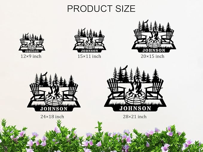 Personalized Campfire Name Metal Signs, Camper Decor,Custom Family Name Sign for RV, Custom Camper Fire Pit Signs, Personalized Camping Gifts,Metal Outdoor Sign