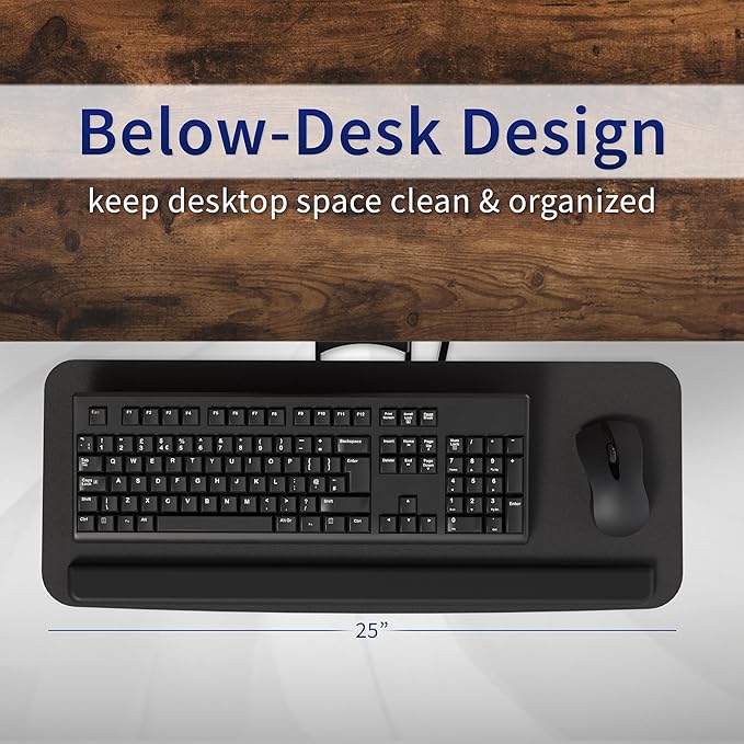 VIVO Adjustable Computer Keyboard & Mouse Platform Tray Ergonomic Under Table Desk Mount Drawer Underdesk Shelf (MOUNT-KB03B)