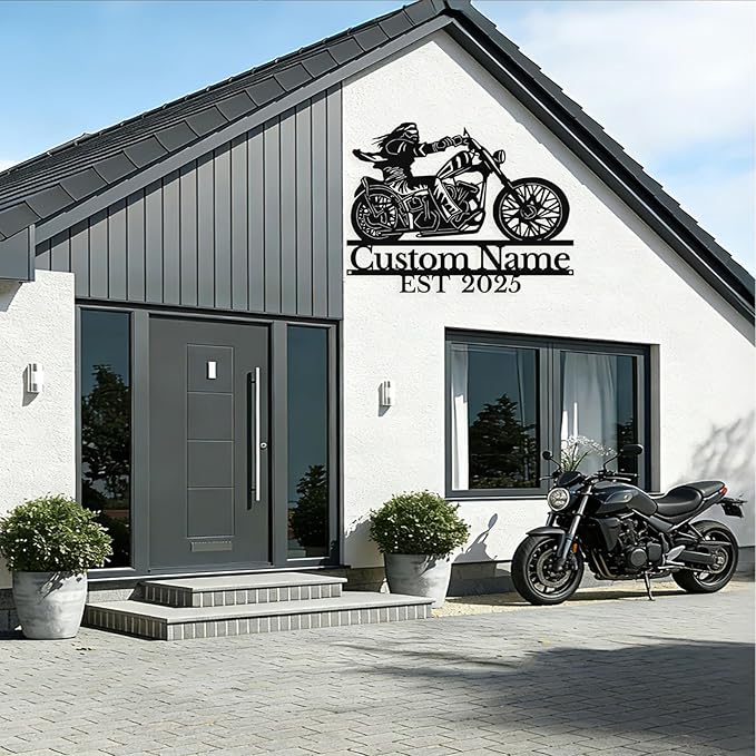 Custom Motorcycle Metal Sign Personalized Biker Name Sign Motorcycle Wall Art Motorbike Signs Garage/Man Cave Decor Gift for Bikers Men Husband