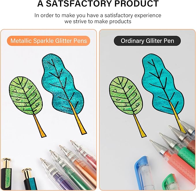 ZSCM Retractable Super Glitter Gel Pens, 24 Colors Large Capacity Metallic Sparkle Gel Ink Pens, 1 mm Fine Point Smooth Writing Color Pen for Adult Coloring Book Note Taking Aesthetic Art Supplies