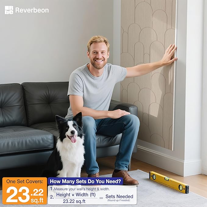 Reverbeon 6 PCS Acoustic Panels, 23.6x23.6 Inch Sound Absorbing Panels, Decorative Acoustic Wall Panels for Recording and Home Studio, Office with Double-Sided Adhesive Tape