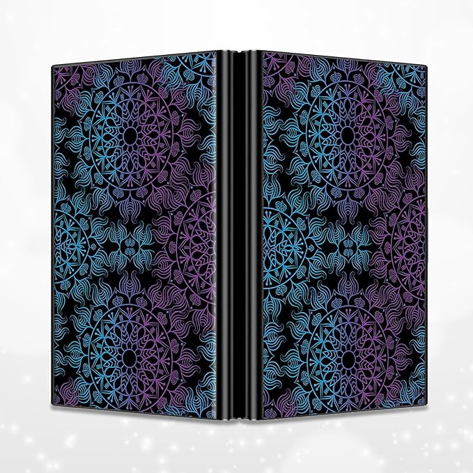 BWEGRHE Slim Credit Card Holder, Purple Blue Mandala RFID Blocking Metal Wallet for Men & Women, Aluminum Minimalist Hard Case Pocket-Sized Business Cards Organizer (Fits Up to 10 Cards)