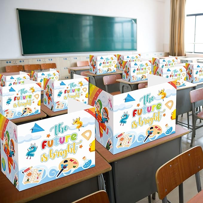 24 Pcs Privacy Boards for Student Desks Bright Colored Classroom Desk Divider Trifold Table Desk Privacy Panel Folders Screen Partition for School Teacher Student Study Test Home(Sky)