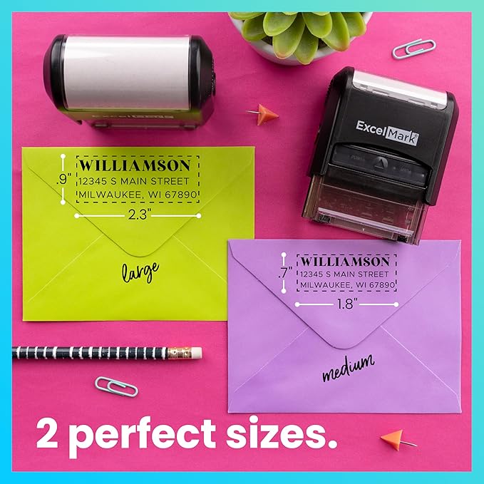 ExcelMark Personalized Return Address Stamp – Custom Self Inking Rubber Stamp (Medium, The Statement)