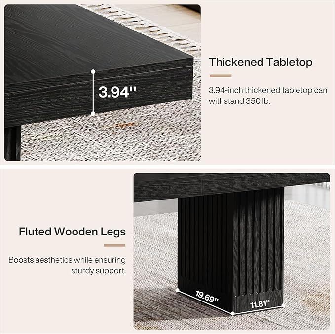 Tribesigns 63-Inch Executive Desk, Modern Office Computer Desk with Heavy Duty Double Pedestal, Large Study Writing Table Business Furniture for Home Office, Black, Set of 2