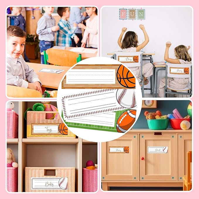 30 Name Tags for Classroom Cubbies, 3x9 in All-Star Sports Name Plates for Desks, Classroom Must Haves for Teachers Elementary - A11
