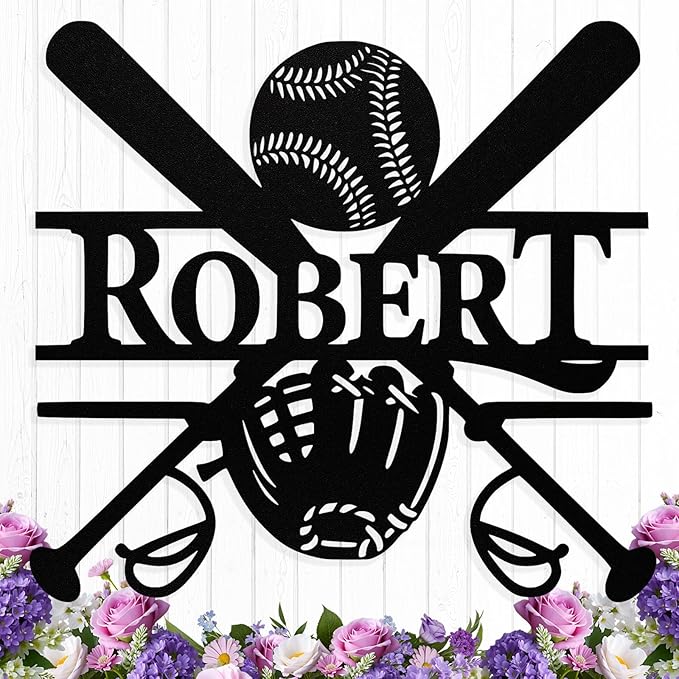 Personalized Baseball Metal Sign Custom Name Sign Baseball Player Gift Boys Room Decor Softball Lover Present Sports Wall Art Decorations Gift for Team,Dad,Husband,Son
