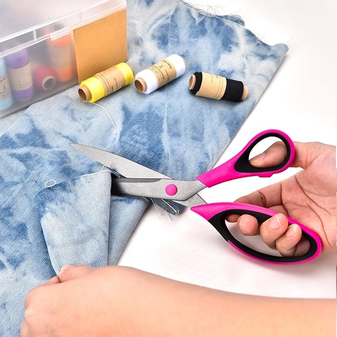 Zicolu Craft Scissors Set, Sharp Scissors All Purpose Heavy Duty, Teflon Non-stick Titanium Coated, Ergonomic Grip, Ideal for Sewing Fabric DIY&Arts Scrapbook School Office Supplies, 9.3''/8.5''/5.6"