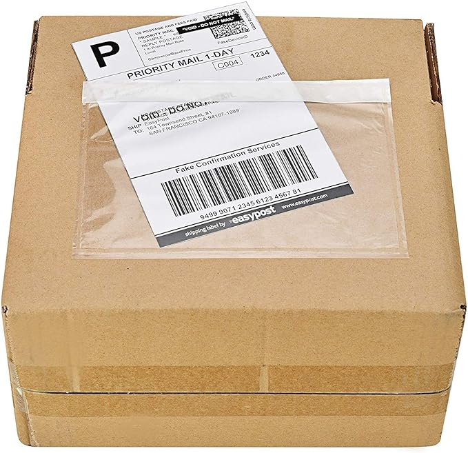 9527 Product 6" x 9" Clear Adhesive Top Loading Packing List Clear Shipping Pouches, Mailing/Shipping Label Envelopes (500 Pack)