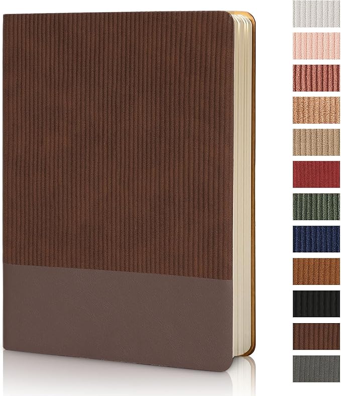 TSFPapier Lined Journal Notebook for Work College Ruled Note Book 5.79"x8.27" A5 PU Leather Daily Journaling 216 Pages for Women Men Writing Home School Supplies Business (Coffee)