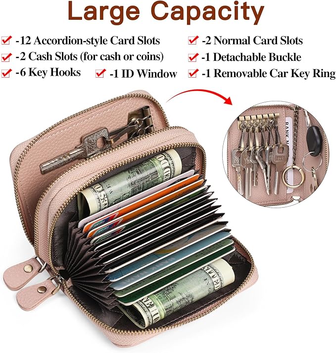 GOIACII Small Genuine Leather Wallet for Women, RFID Blocking Credit Card Holder Wallet