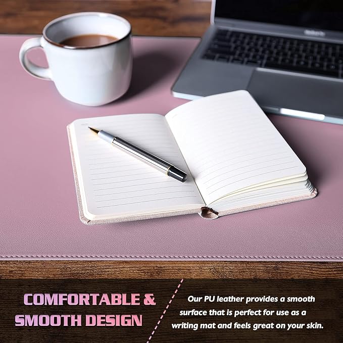 K KNODEL Desk Mat, Blotter, Dual-Sided Office Desk Pad, Waterproof Desk Mat for Desktop, Desk Blotters, PVC Leather Pad Protector (Purple, 35.4" x 17")