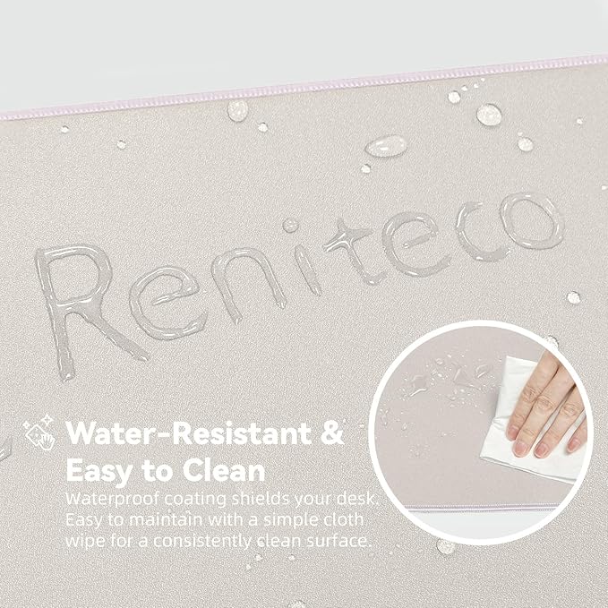 Reniteco Waterproof Large Gaming Mouse Pad with Durable Stitched Edges, Non-Slip Rubber Base, Grainy Jacquard Mouse Mat Desk Pad for Home Office Gaming, 31.5''x11.8''x0.12'', Beige