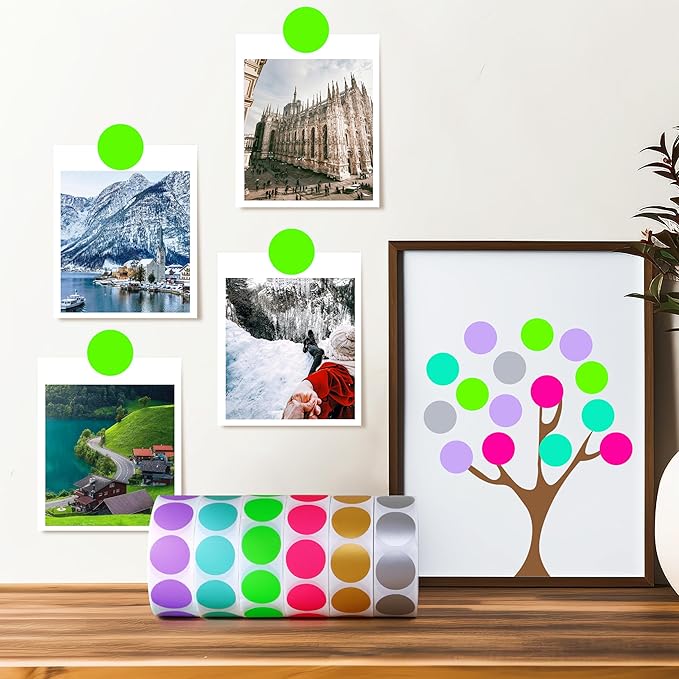 PARLAIM 3/4 Inch Roll Color Coding Labels,1000 per Roll Round Permanent Adhesive Color Coding Circle Dot Stickers for Office Business(Fluorescent Green)