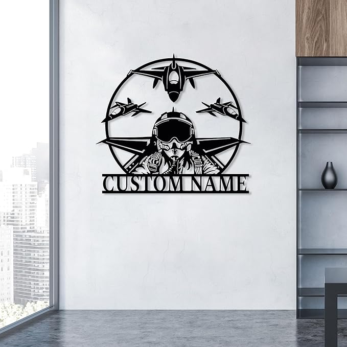 Personalized Metal Airplane Wall Art, Airplane Name Sign, Customized Pilot Name Sign, Airplane Hangar Sign Decor, Aviation Home Office Decor, Large Outdoor Decor, Pilot Gifts, Aircraft Lovers Gift