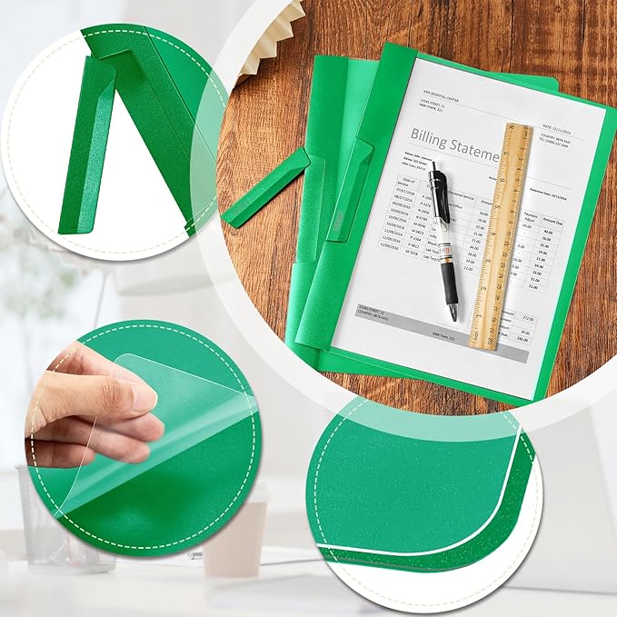 Maitys 25 Pack Durable Clear Report Covers with Rotary Clip 11 x 9 in Letter Size Presentation Folders Transparent Front Cover Portfolio Folder Resume Folder Interview Report Folders (Green)