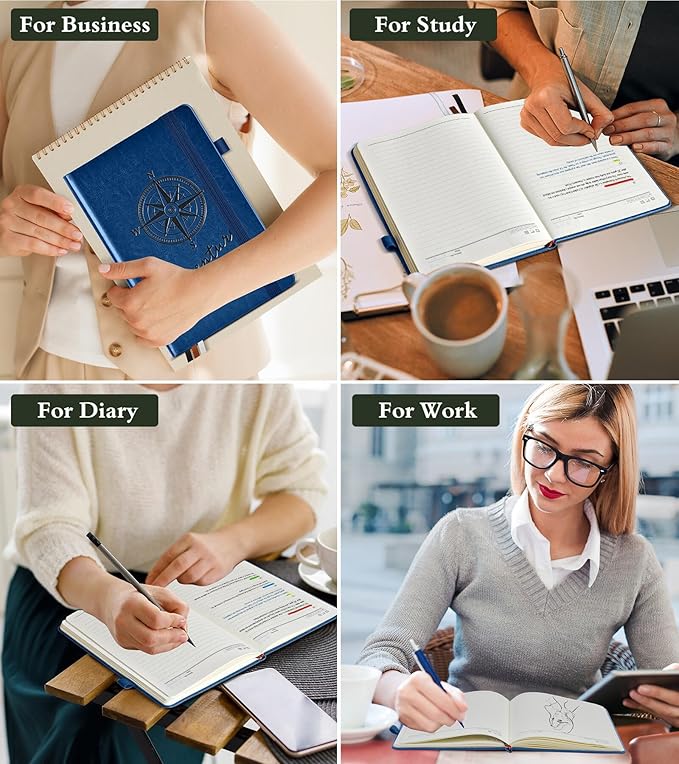PAIBAS Lined Journal Notebook for Women Men, 160 Pages, A5 Hardcover Vintage Leather Journaling Notebooks for Work, School, Note Taking, Travel, Bible Study, Daily Diary for Writing 5.8"x8.5" (Navy)