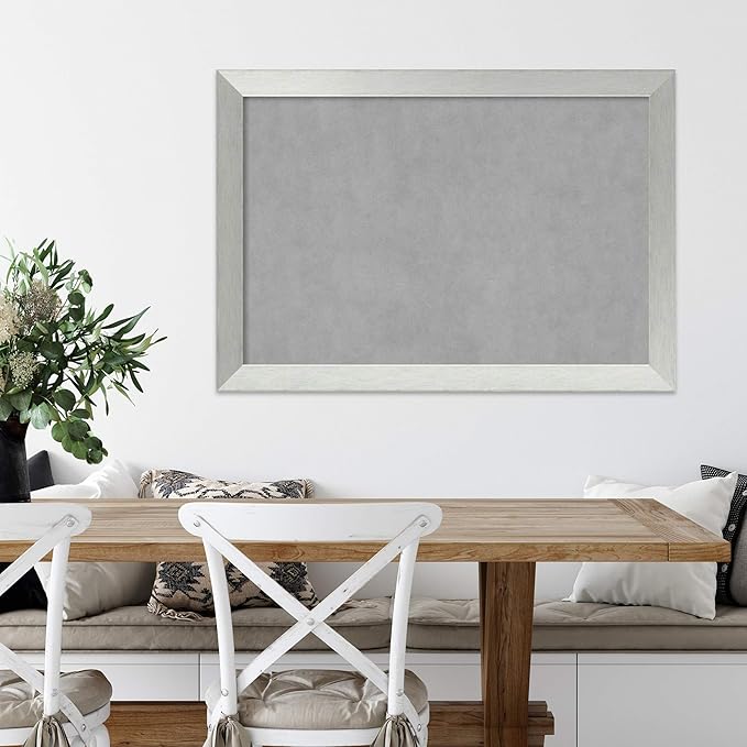 Amanti Art Silver Framed Magnetic Board 28x40 Large Vision Board for use with Magnets, 100% Metal Sheet to Display Items as Office Decor or for Home Organization in mudroom, Kitchen or Kids Room