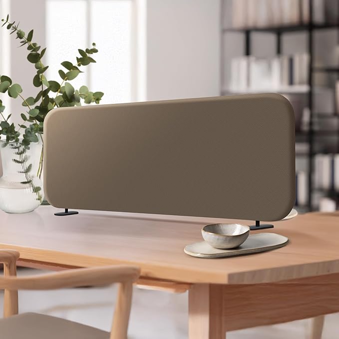 DECOLAB Desk Divider, Portable Privacy Tabletop Partition Panel for Office, Student, Counter Top, Testing, Freestanding, Anti Scratch, 48"x18", Taupe