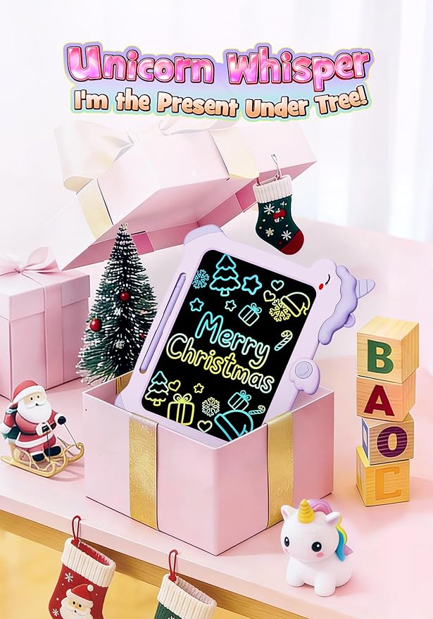 Kikapabi LCD Writing Tablet for Kids, Unicorn Toys Gifts for 3 4 5 6 7 Year Old Girls, Colorful Drawing Doodle Board, Toddler Educational Travel Toys Christmas Birthday Purple