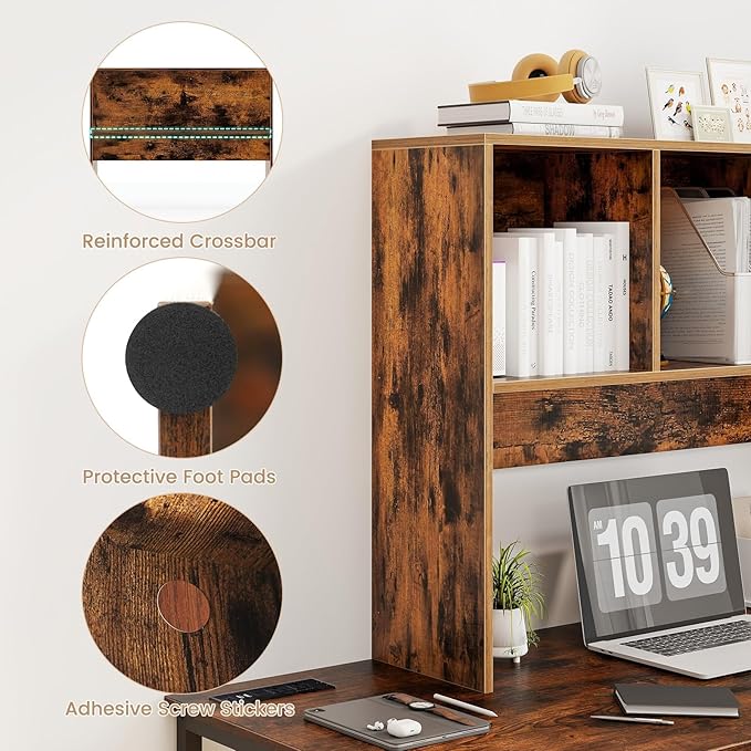 Tangkula Desktop Bookshelf, Countertop Storage Hutch with 4 Shelves for Computer Desk, Desk 2-Tier Display Rack, Multipurpose Wood Desktop Hutch Storage Organizer for Dorm Office Home