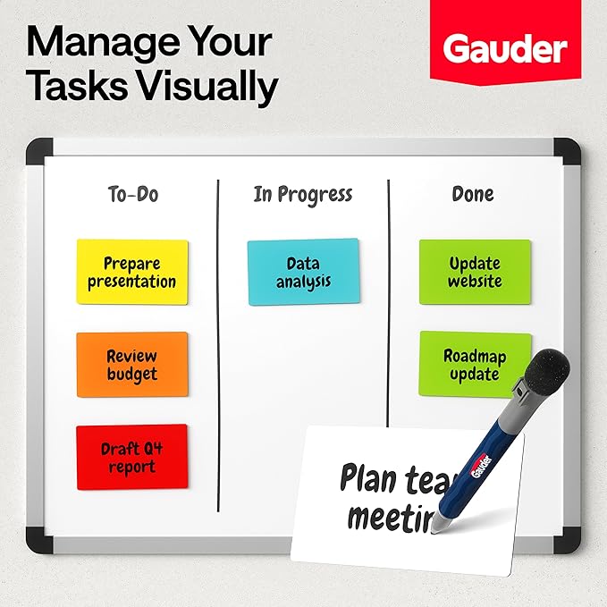 GAUDER Magnetic Dry Erase Labels | 30x Magnetic Labels (4,75 Inches x 2,75 Inches) | 30x Dry Erase Magnets for Classroom, Whiteboard and Blackboard