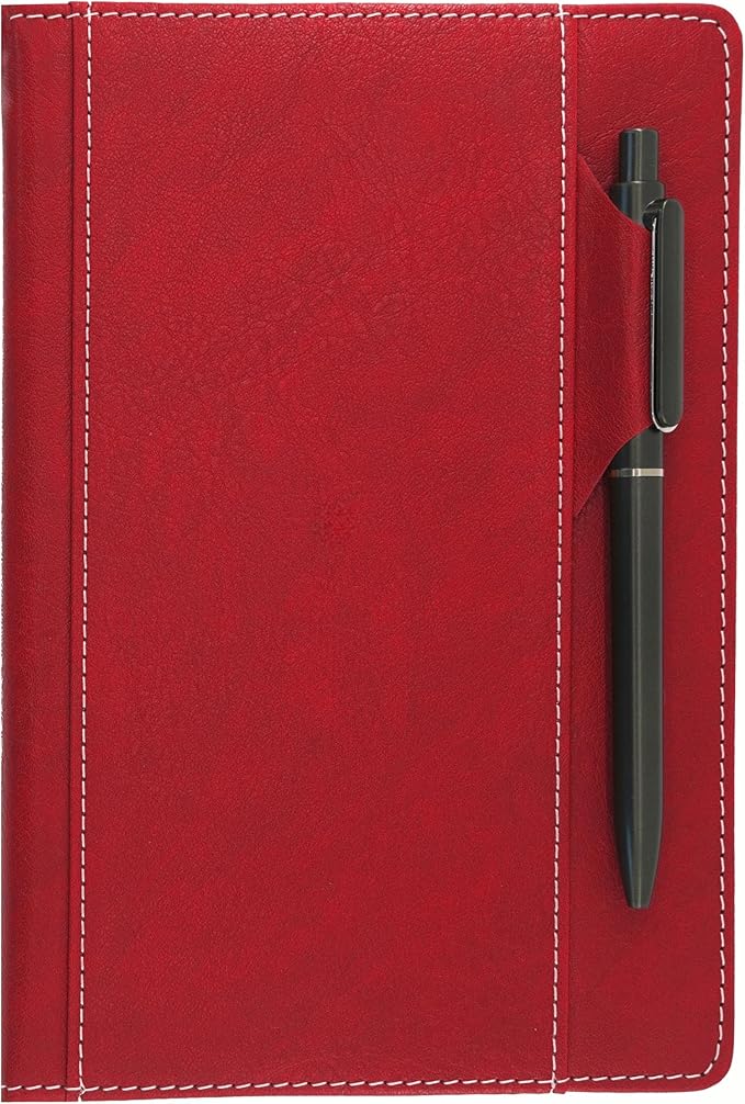 SLFreMint Premium Hardcover Notebook with Pen and Pen Holder Clip, Card Pockets, 240 Pages, College Ruled, 80GSM, Leather Note Book for Work, Study, Diary and Other Scenarios, Suitable Journal for Both Men and Women