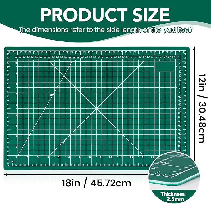 CLOYAN Cutting Mat 12"x18", 10 Pack Double-Sided 5-Ply Self Healing Sewing Cutting Mat, Cutting Mats Board for Crafts-Sewing, Fabric, Quilting, Scrapbooking Project