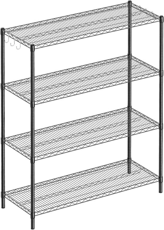 Guan River 4-Shelf Adjustable Metal Shelf Wire Shelving Unit Heavy Duty Storage Rack Display Shelf for Office,Kitchen,Bedroom,Bathroom,Laundry,Pantry Basement,Garage(Black,48" L x 18" W x 62" H)