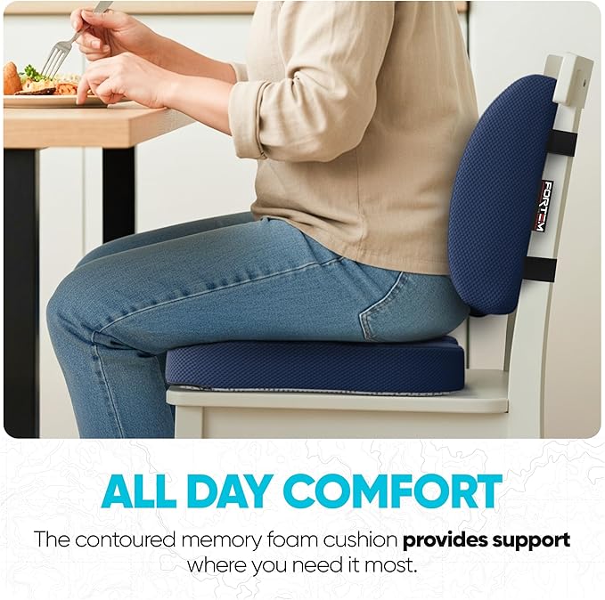 FORTEM Seat Cushion, Office Chair Cushion, Lumbar Support Pillow for Office Chair, Memory Foam Sciatica Coccyx Tailbone Pressure Pain Relief, Car Sitting Pad, Washable Non Slip, XL