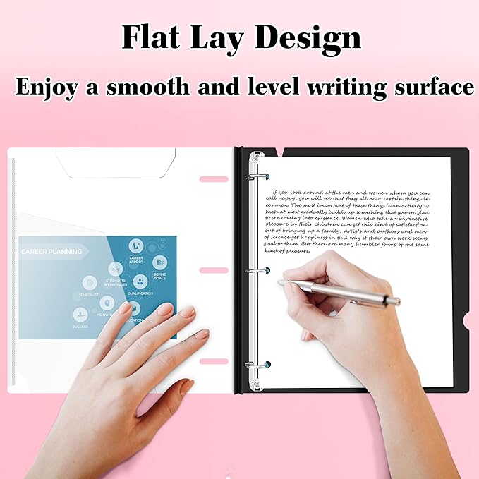 INFUN 1 Inch Telescoping 3 Ring Binder - 1PCS-White，Flexible Binders with Customizable Front Cover and Clear Catalog Pocket, 1Inch Rings, 225 Sheet Capacity