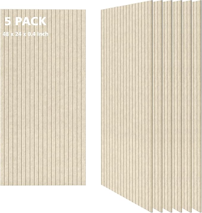 AUTORIFIC Acoustic Panels,5 Pack Sound Panels Noise Reducing for Walls,47.2"x23.6"x0.35" Soundproof Wall Panels,High-Density Acoustic Wall Panels,Decorative Sound Dampening Panels,Camel