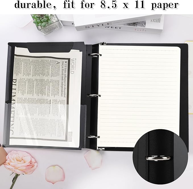 Tashkummy 360° Pivotable 3 Ring Binder, Upgraded Foldable Binders 1 inch 6 Pack, Thin Small Three Ring Binder Fits 8.5" x 11", for Home, School and Office Binders Supplies - 6 Assorted Color