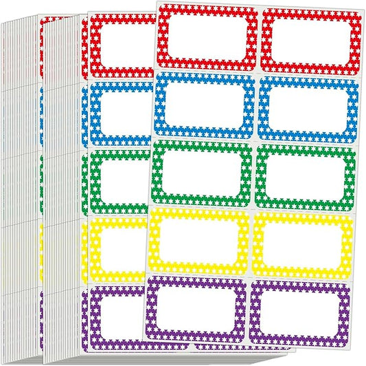 L LIKED 400 Stickers - 3.5" x 2.25"Colors Plain Name tag Labels with Perforated Line for School Office Home (Star - 400 Labels)