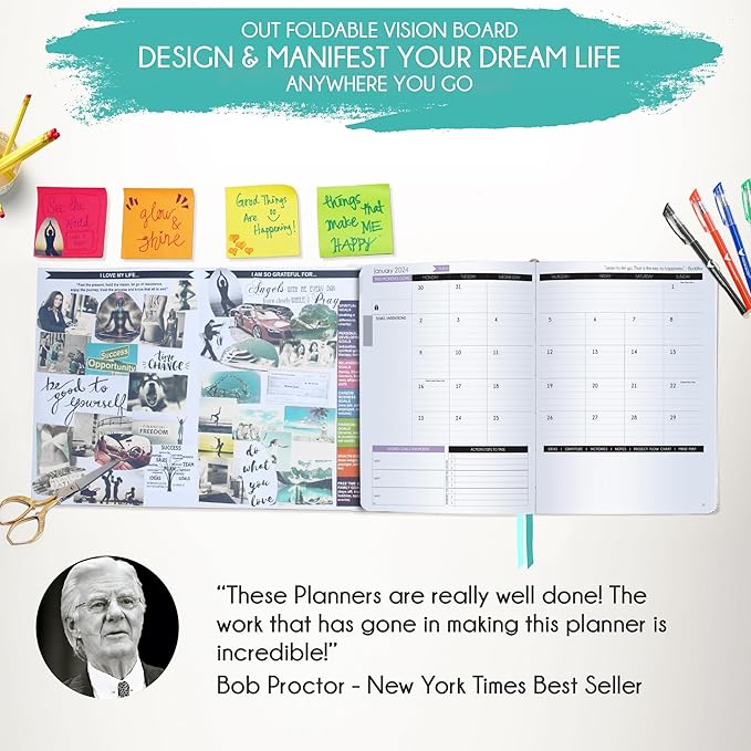 Law of Attraction Planner 2026 Deluxe with Productivity App | Weekly & Monthly Goal-Setting Planner, Life & Gratitude Journal | Include Foldable Vision Board, Gift Box & Stickers