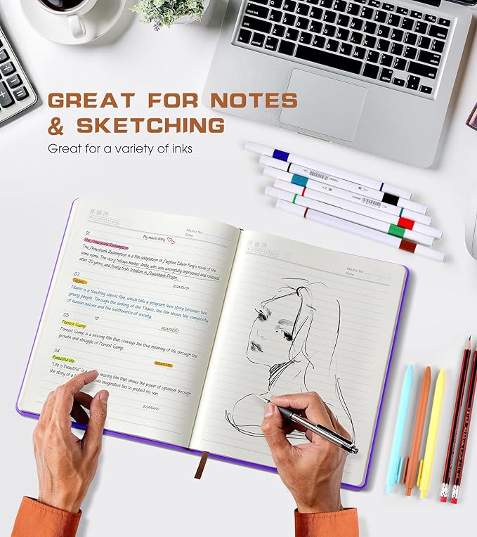 Biuwory Lined Journal Notebook for Women Men,256 Pages B5 Large Hardcover Leather Journals for Writing,Travel,Business,Work & School,College Ruled Notebooks for Note Taking,Diary Notepad 7.8"×10.2"