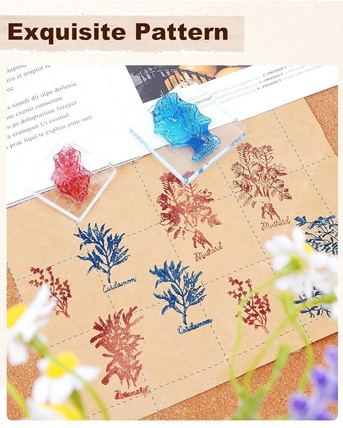 UCEC 7 Pieces Acrylic Stamp Block Clear Stamping Tools Set with Grid Lines Stamps for Crafting, Scrapbooking & Stamping Supplies Card Making, Assorted Sizes