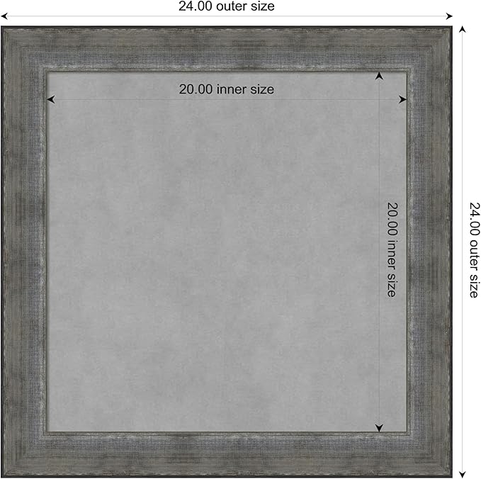 Amanti Art Silver Framed Magnetic Board 24x24 Medium Vision Board for use with Magnets, 100% Metal Sheet to Display Items as Office Decor or for Home Organization in mudroom, Kitchen or Kids Room