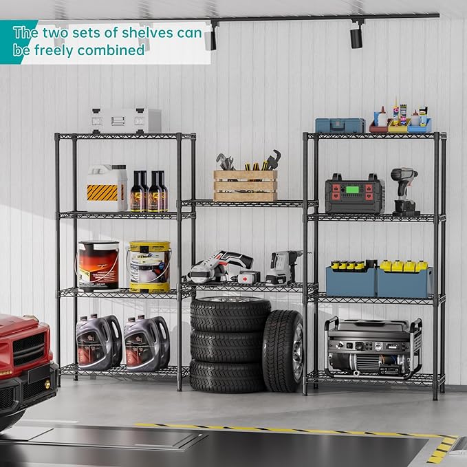 SINGAYE 5 Shelf Adjustable Heavy Duty Storage Shelving Unit 350 lbs per Shelf Steel Organizer Wire Rack Storage for Garage Office Pantry Ktichen Black 14" Dx36 Wx72 H