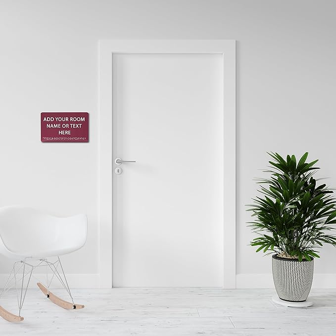 ADA CENTRAL SIGNS - 9" X6" Personalized Custom Sign - ADA Compliant Tactile Graphics Grade 2 Braille Text Acrylic Wall Signs - Add Your Room Name Text Sign for Home School Office Business Workplace