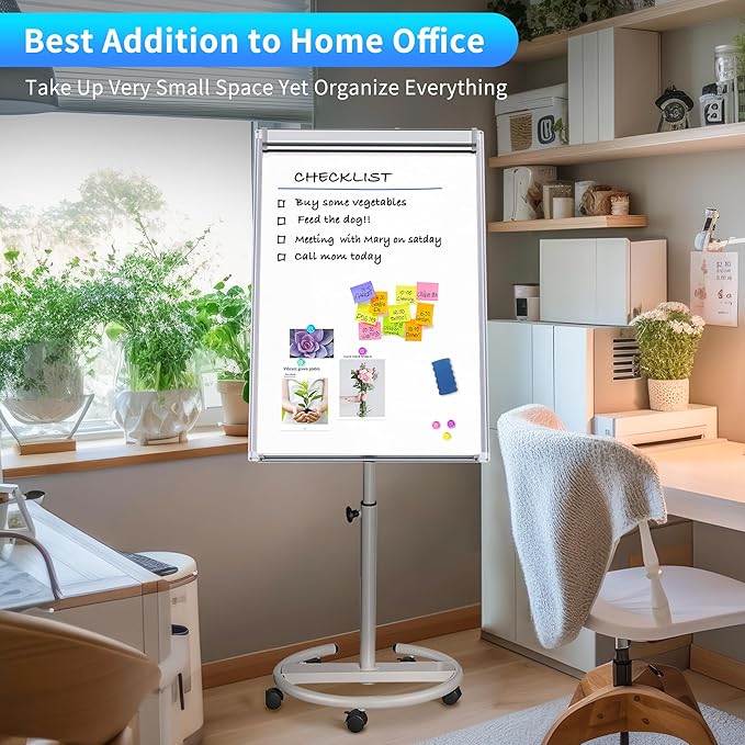maxtek Mobile Dry Erase Board – 40x28 inches Magnetic Portable Whiteboard Stand Easel White Board Flipchart Easel Board with 25 Sheets Paper Pad for School Supplies