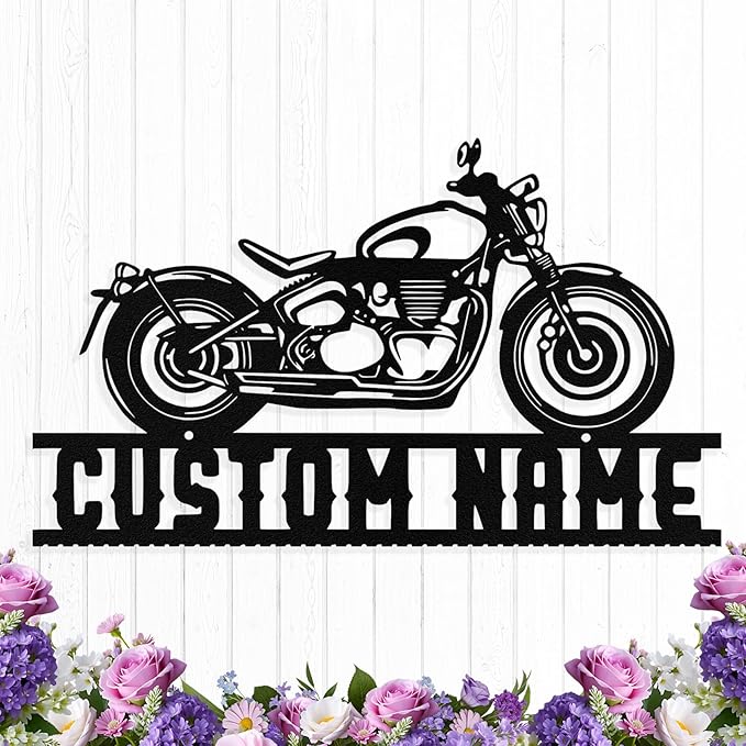 Custom Motorcycle Metal Sign Personalized Biker Name Sign Motorcycle Wall Art Motorbike Signs Garage/Man Cave Decor Gift for Bikers Men Husband