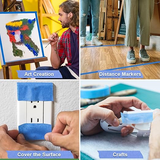 NEOACT 30 Rolls Blue Painters Tape 1 Inch Wide, 55 Yards Multi-Surface Bulk Masking Tape with Sharp Lines,Residue Free Painting for Indoor and Outdoor,Home,Wall
