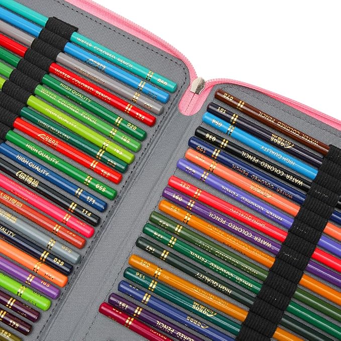 Vomgomfom Colored Pencil Case - 200 Slot Pencil Holder with Zipper Closure, Twill Fabric Large Capacity Pencil Case for Watercolor Pens or Markers, Artist Organizer (Pink Rose)