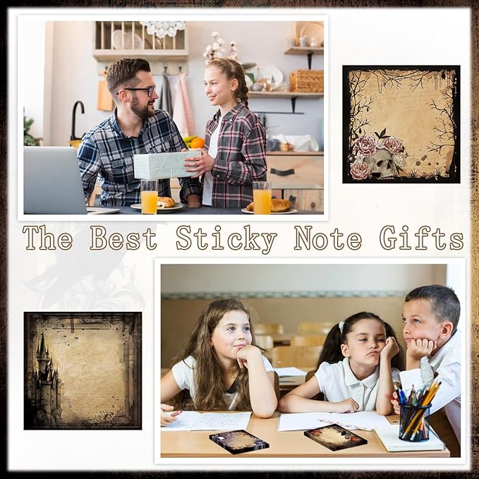 Lovarywow Gothic Sticky Notes Gifts - 9 Pack Gothic Sticky Notes 3x3 Goth Office Supplies Goth Style Design Self-Stick Notepads Creepy Spooky Memo Post Pads School Office Supplies 450 Sheets