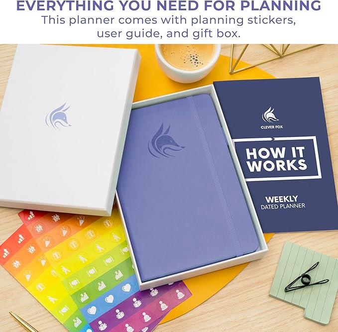 Clever Fox Dated Planner 2026-2027 – Weekly Life Planner Notebook for Time Management – Planner with Habits Tracker & To-Do List (Lavender)