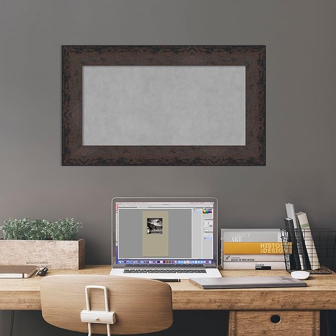 Amanti Art Black Framed Magnetic Board 17x29 Small Vision Board for use with Magnets, 100% Metal Sheet to Display Items as Office Decor or for Home Organization in mudroom, Kitchen or Kids Room