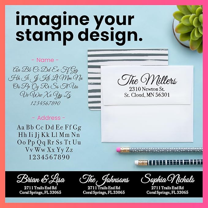 ExcelMark Personalized Return Address Stamp – Custom Self Inking Rubber Stamp (Medium, Great Vibes)