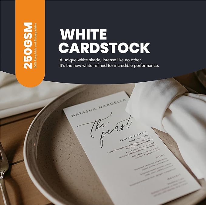 White Cardstock Thick Paper 50 Sheets, 8.5" x 11" Heavyweight 92lb Cover Card Stock for Crafts and DIY Cards Making