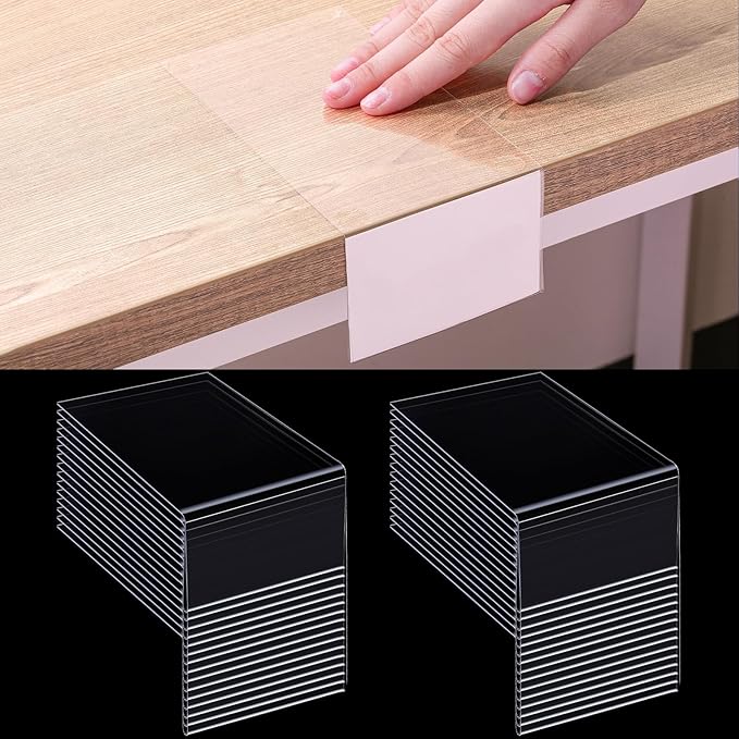 Containlol 50 Pcs Moveable Shelf Label Holders, Clear Bookshelf Label Library Shelf Markers Bookshelf Divider Tags for Library Office Classroom Home(6.5 x 3.54 x 2.36 Inch)